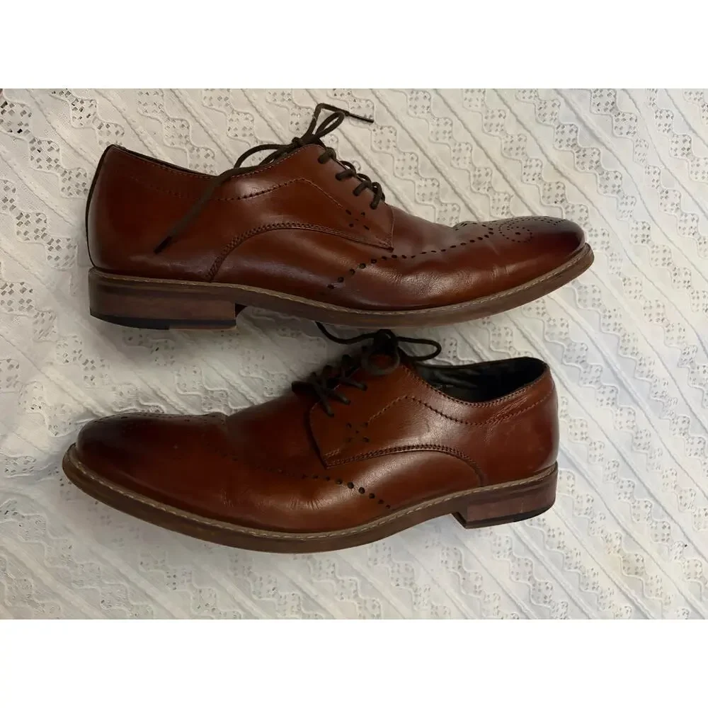 Stacy Adams Brown Leather Wingtip Oxford Dress Shoes Lace Up Men's Size 10